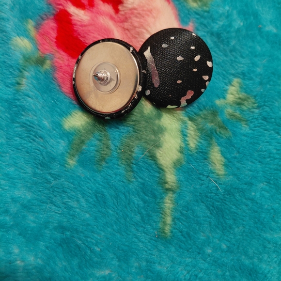 Black Polka Dot Earrings - Picture 2 of 2